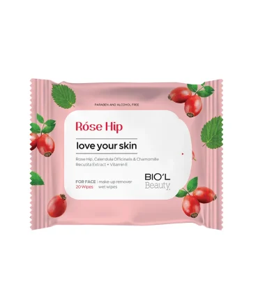 دستمال مرطوب پاک کننده آرایش صورت، پوستهای مختلط ،حاوی عصاره رز هیپ بیول20برگی