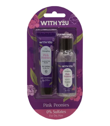 پک حالت دهنده و باز کننده گره مو پیونی ویت یو _ With You Detangling Hair Pink Peoni Pack